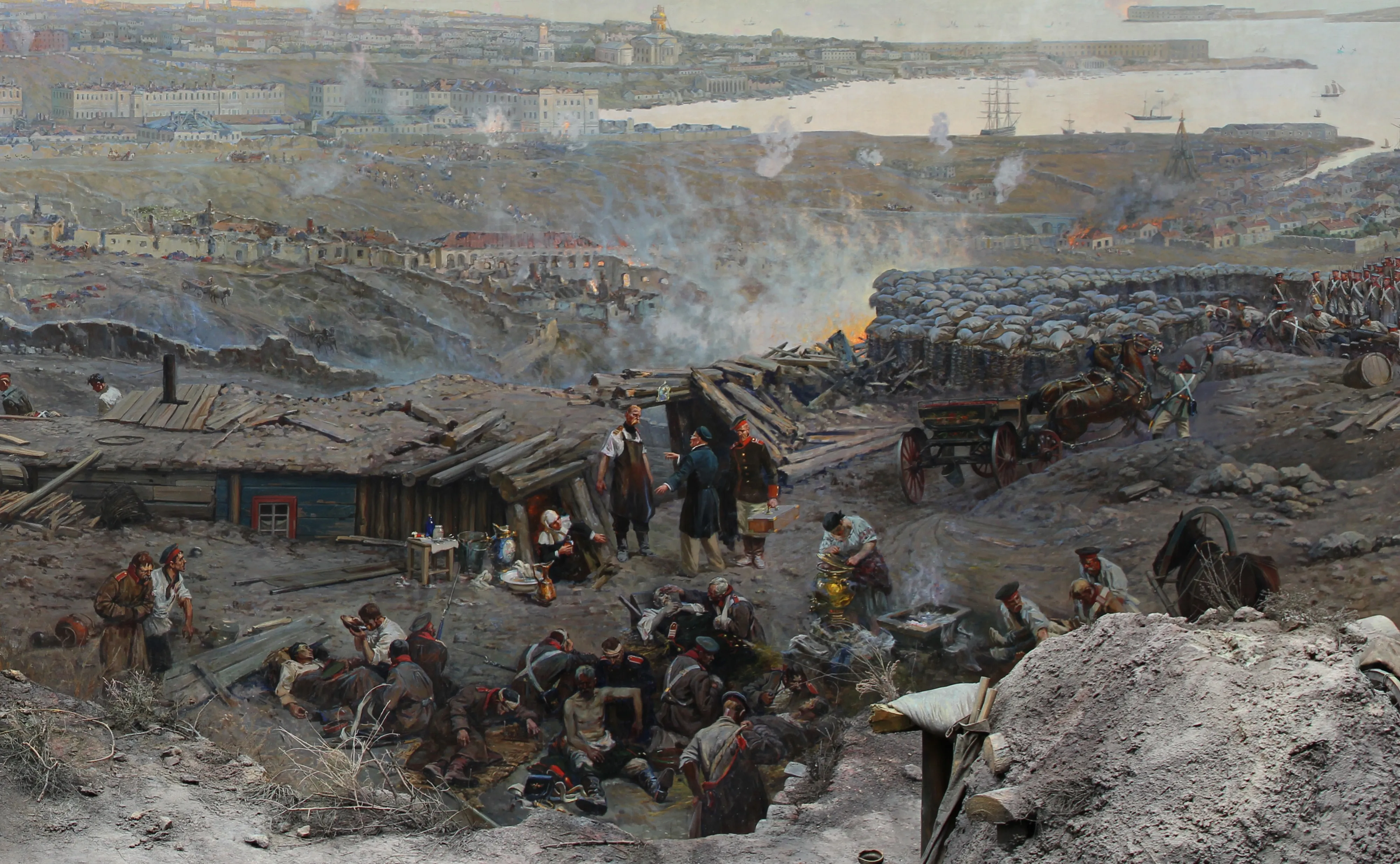 Sevastopol (a fragment of Franz Roubaud’s panorama The Defence of Sevastopol, 1904): the reality that for years was refused admission to the high offices entered unannounced.