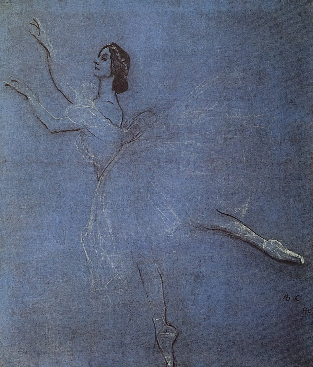 Valentin Serov, Anna Pavlova in the ballet La Sylphide (1909) — the image of the first Paris season’s poster: the storming of Paris began with this silhouette.