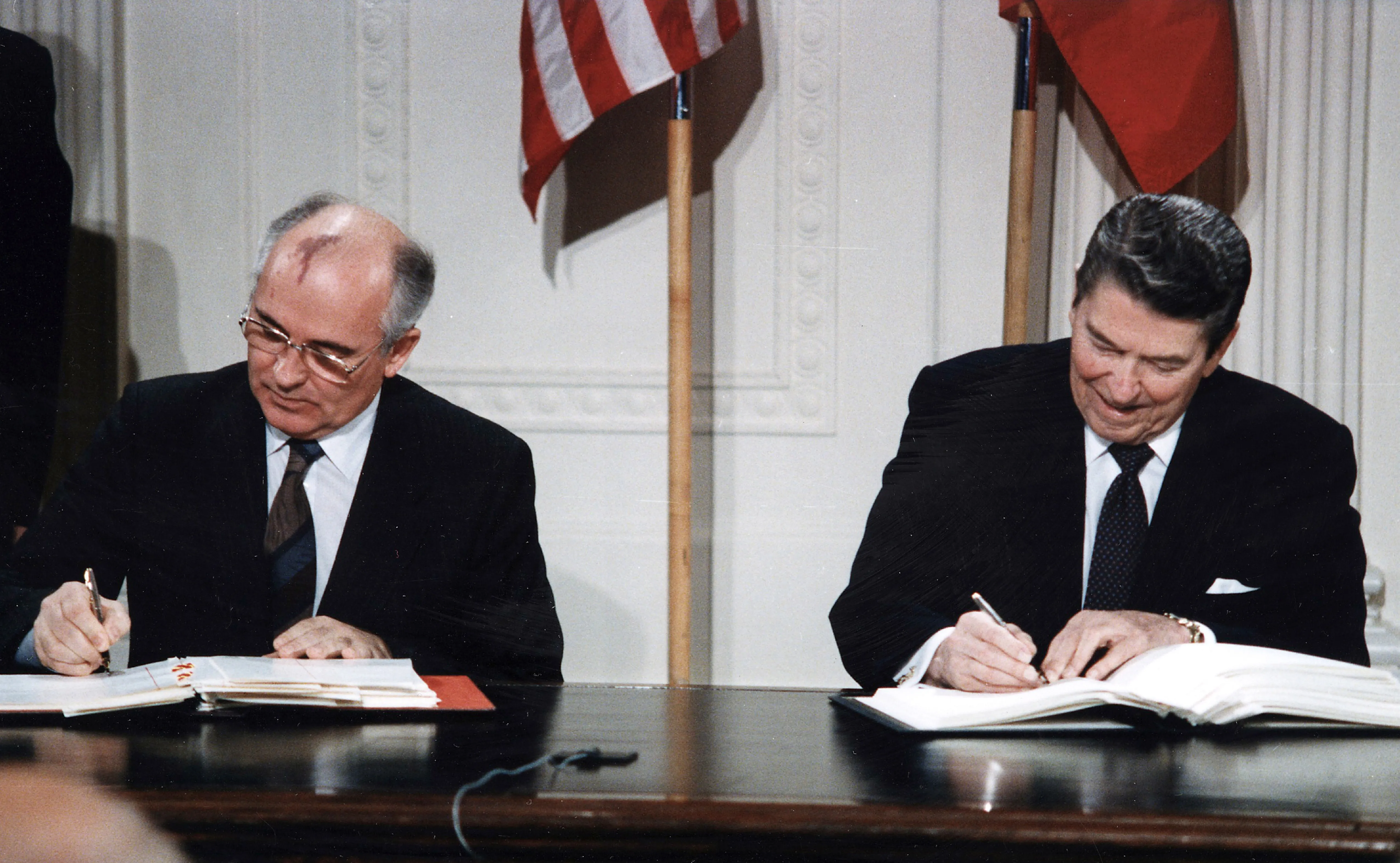 The INF Treaty, December 1987: the first elimination of an entire class of weapons in history (White House photo).