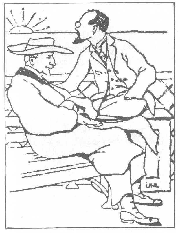 1922: Ilyin and Trubetskoy aboard the “philosophers’ ship” — a drawing by I. Matusevich on the way to Germany.